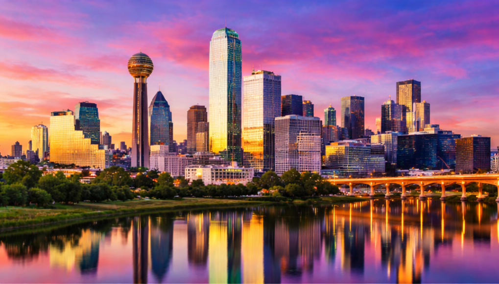 Dallas skyline at sunset